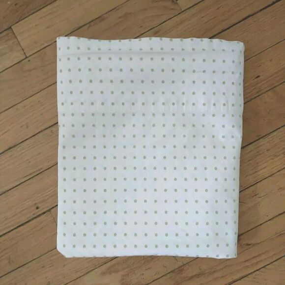 Lauren Ralph Lauren Full Double Flat Sheet White Green Polka SwissDot Retro - Picture 1 of 6